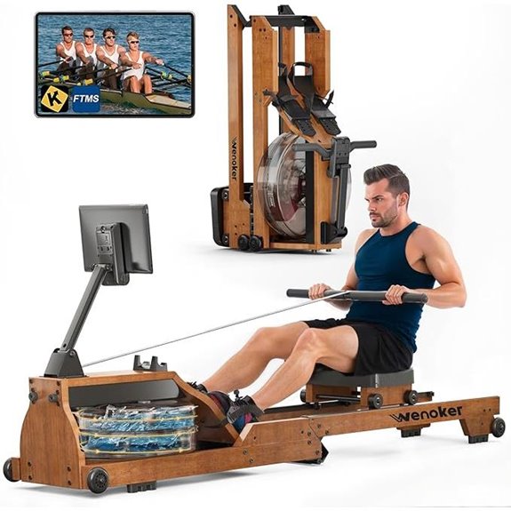 Water Rowing Machine with Monitor and Bluetooth App