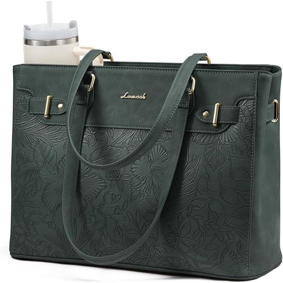 LOVEVOOK Waterproof Leather Laptop Tote Bag for Women
