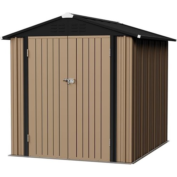 Flamaker Waterproof Metal Garden Storage Shed Brown