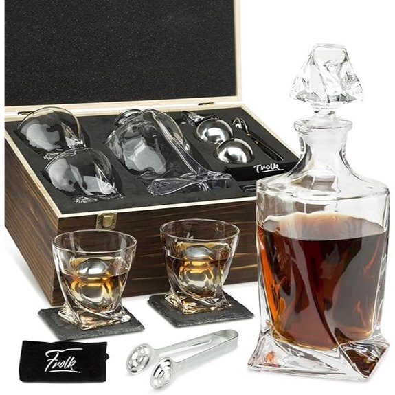 Whiskey Decanter Gift Set with Glasses and Stones