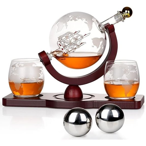PONPUR Whiskey Decanter Globe Set for Men