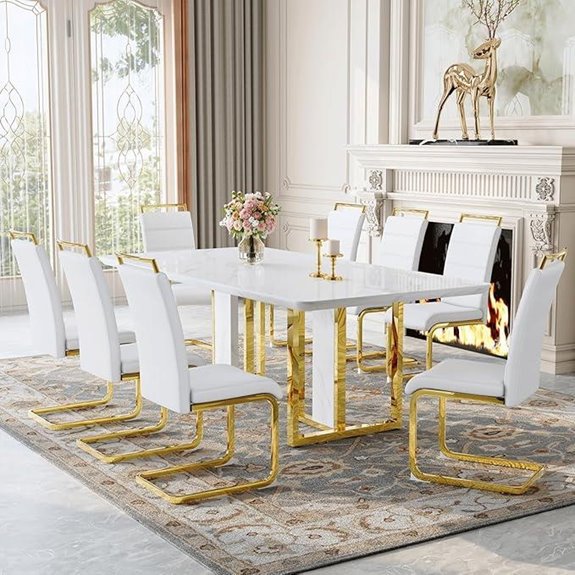 79 White Dining Table Set for 8 with Chairs