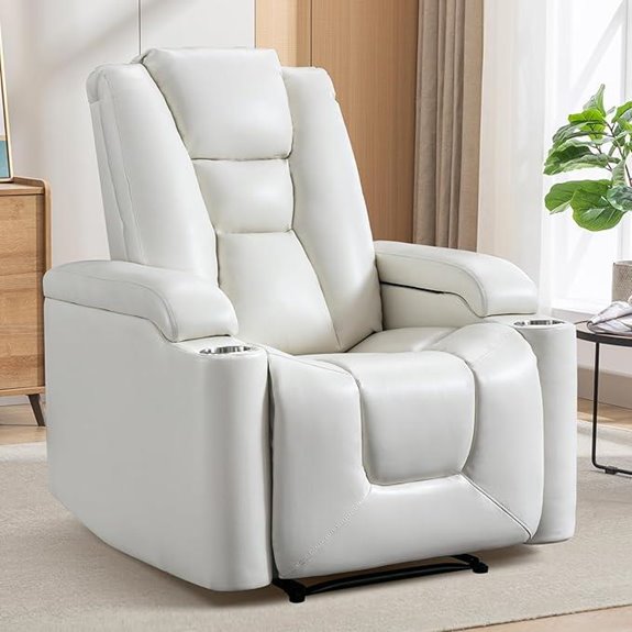 ANJ White Recliner Chair with Storage and USB