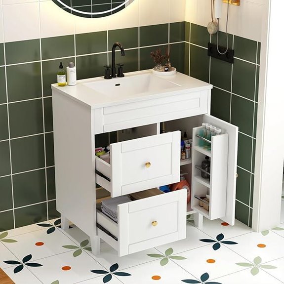 Modern White Bathroom Vanity with Sink and Storage