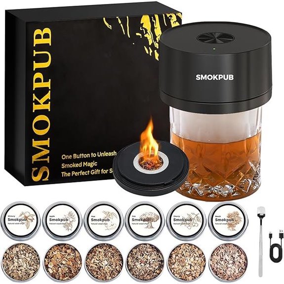 Rechargeable Whiskey Smoker Kit with Lighter and Wood Chips