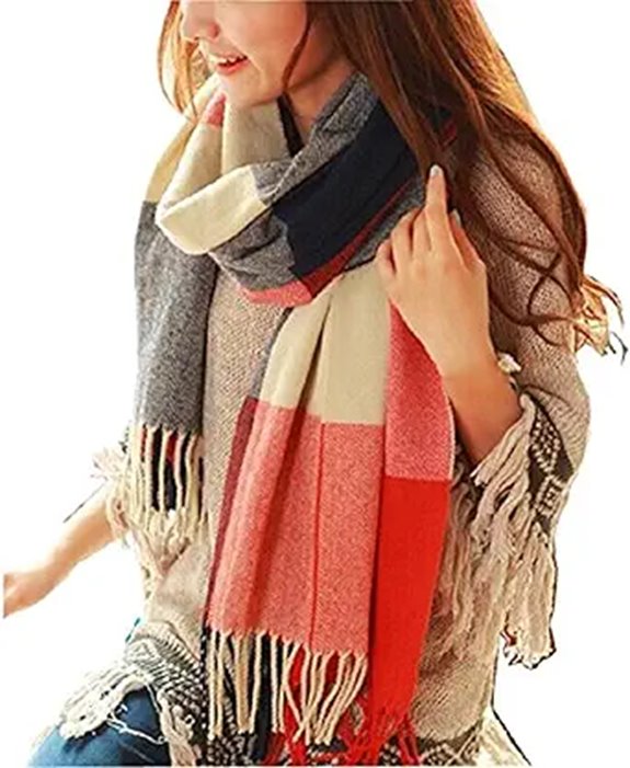 Loritta Women's Large Plaid Winter Scarf