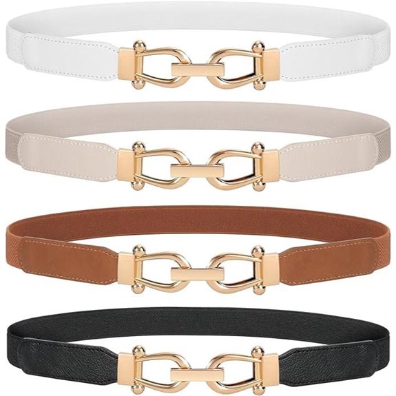 WERFORU Women's Skinny Waist Belts with Gold Buckle Set