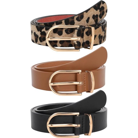 JASGOOD Women's Leather Belt with Gold Buckle