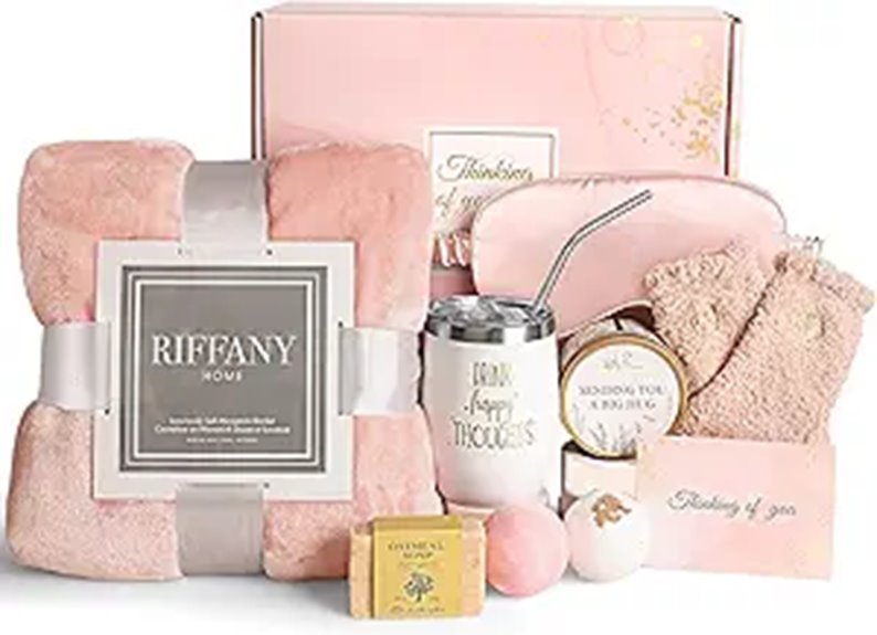 Birthday Gift Basket for Women with Flannel Blanket