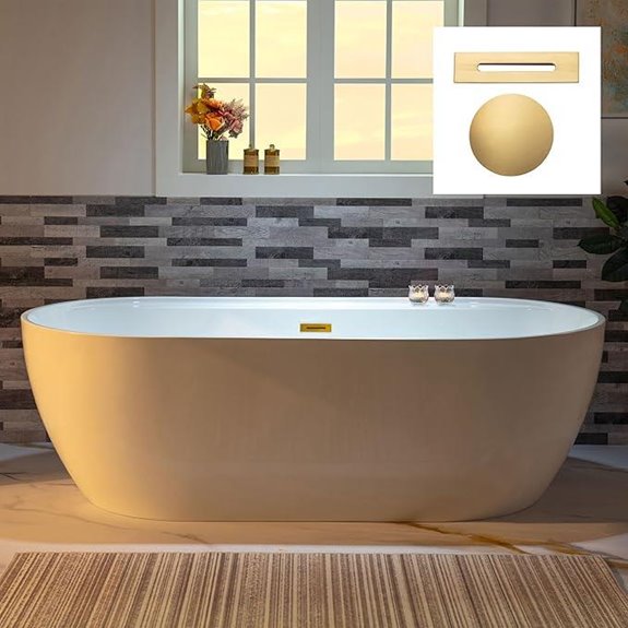 WOODBRIDGE 72 Acrylic Freestanding Bathtub with Gold Accents