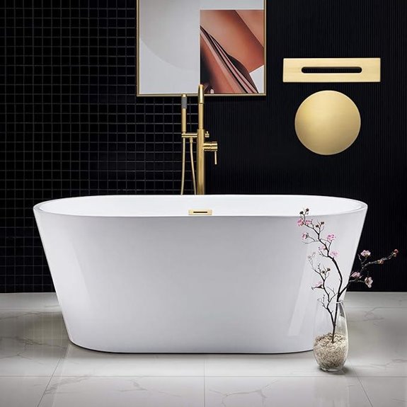 WOODBRIDGE 59 Freestanding Acrylic Bathtub with Gold Drain