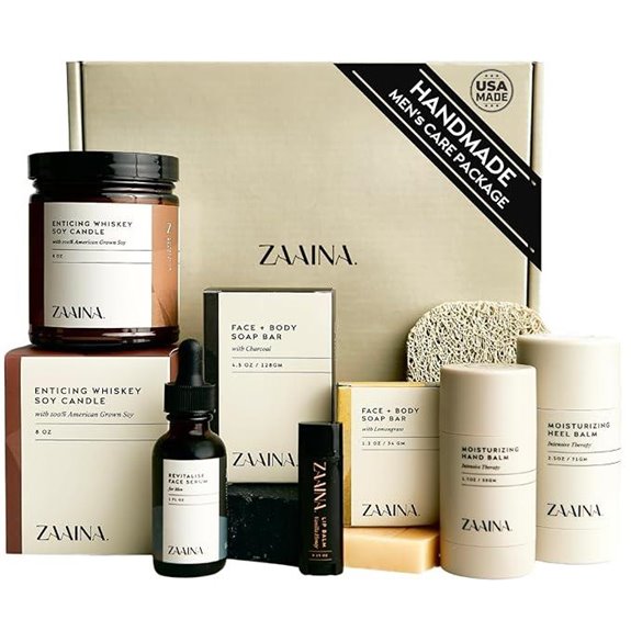ZAAINA Men's Self Care Spa Gift Set with Whiskey Candle