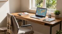 comfortable travel planning workspace
