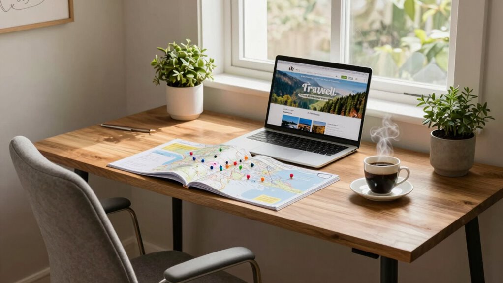 organized ergonomic travel planning space
